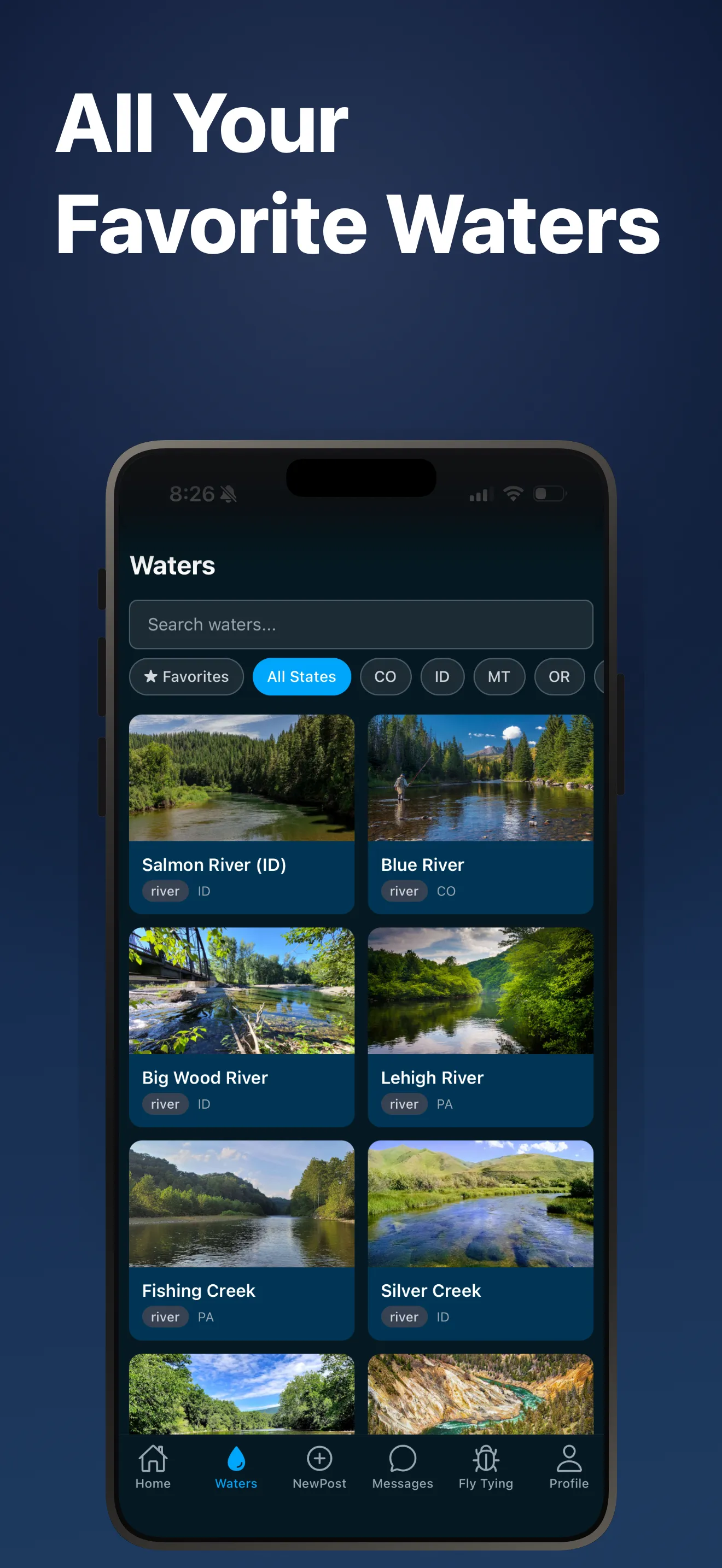 Browse all your favorite waters